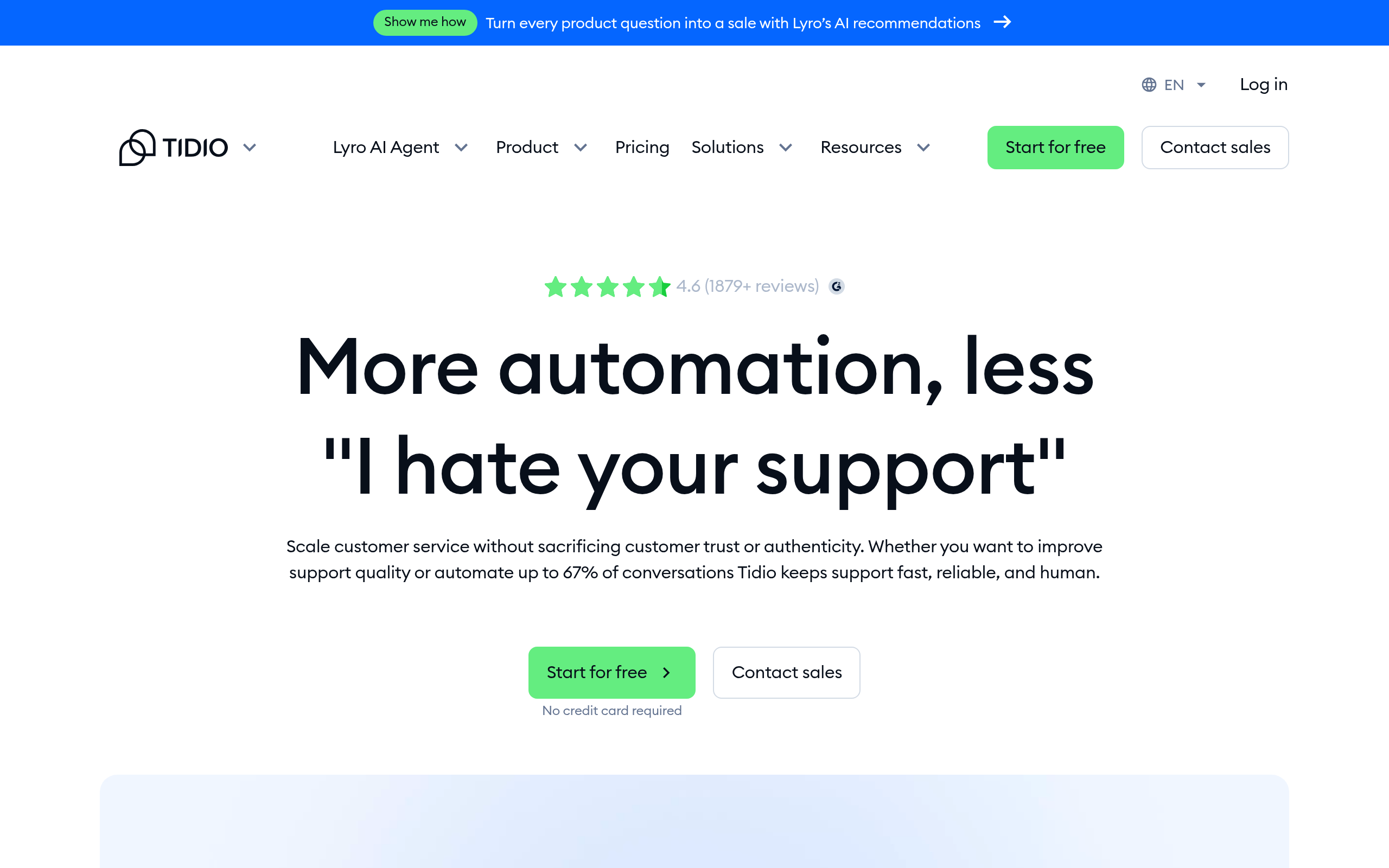 Tidio - AI customer service chatbot software - home page