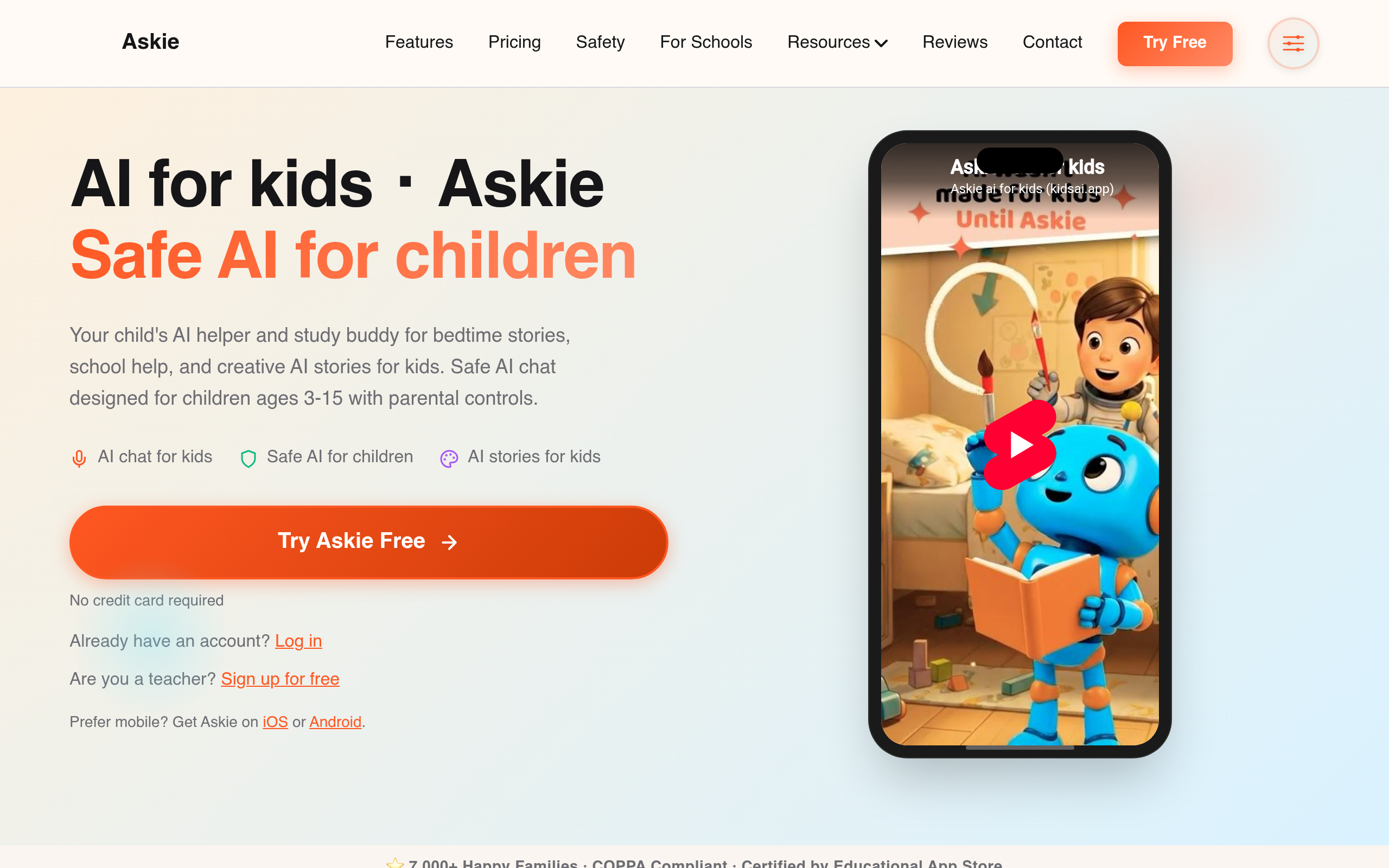 Askie - Safe AI Chat for Kids | ChatGPT Alternative for Children